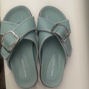 Marc Fisher Sky Blue Slide Sandals
